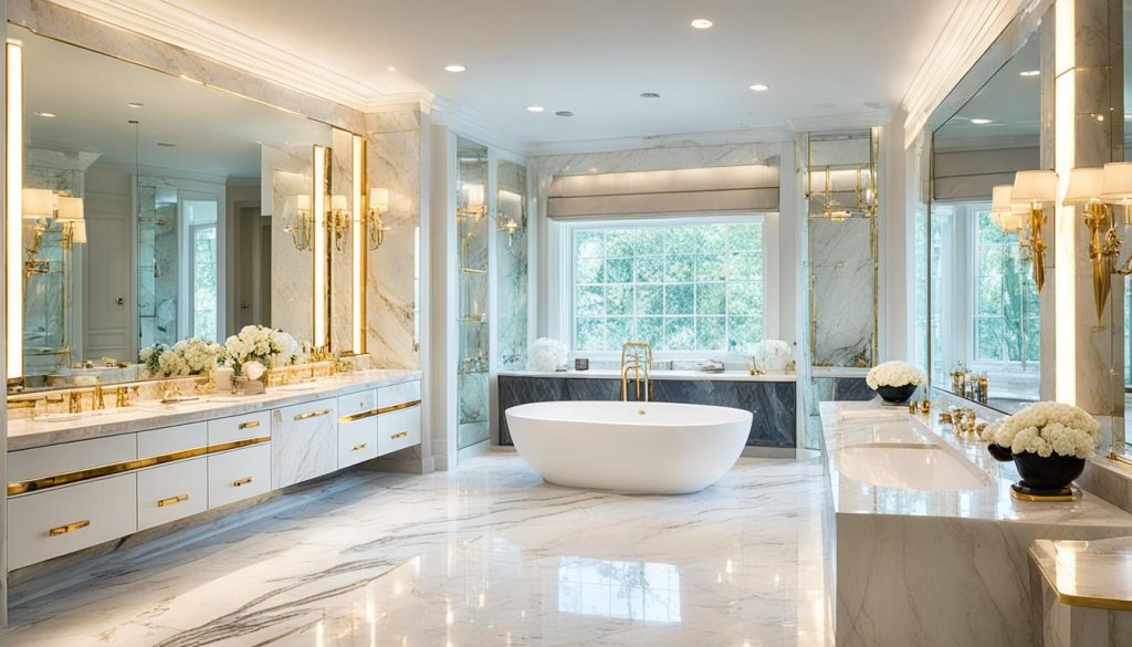 Luxury bathroom with marble accents