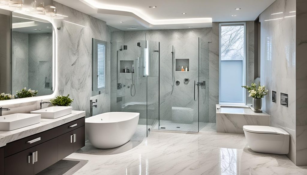 Luxury bathroom with smart technology