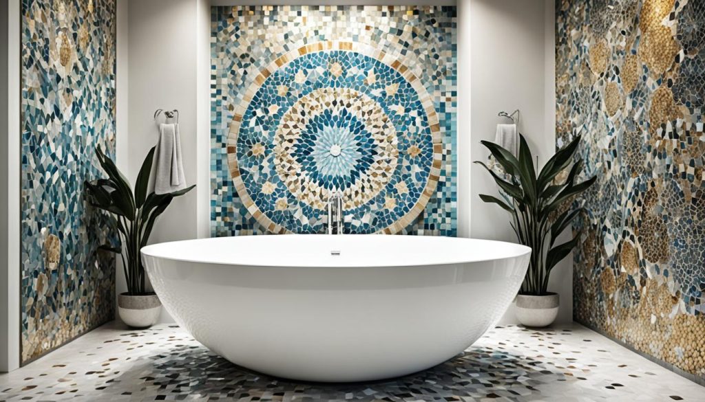 Luxury bathtub with mosaic tiles