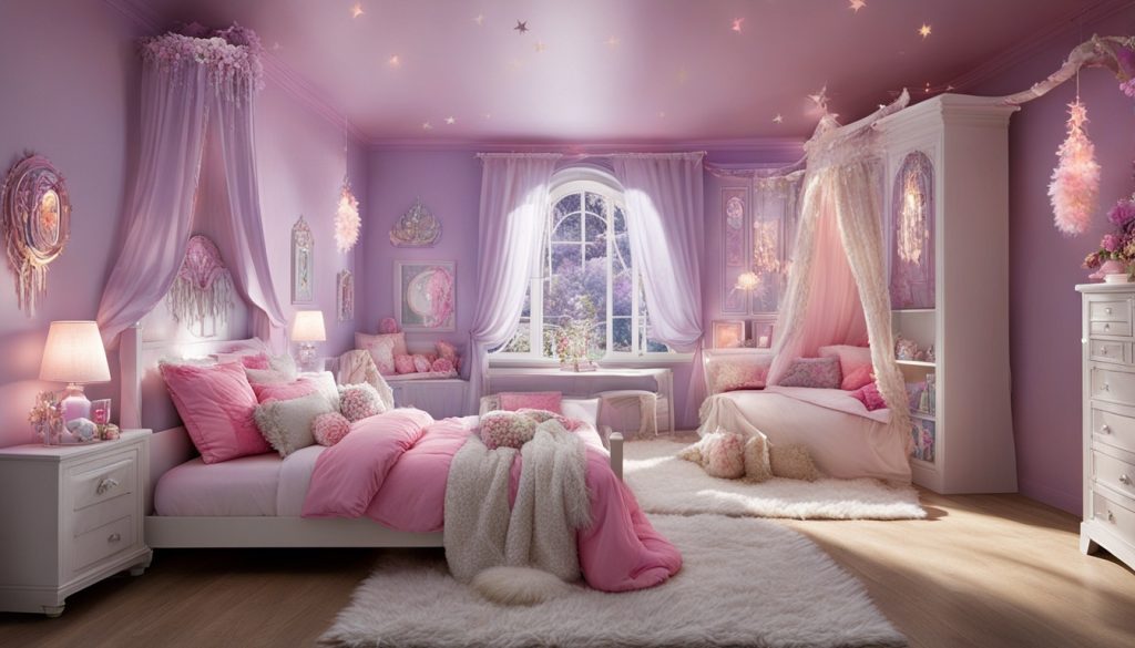 Magical bedroom with unicorn decorations