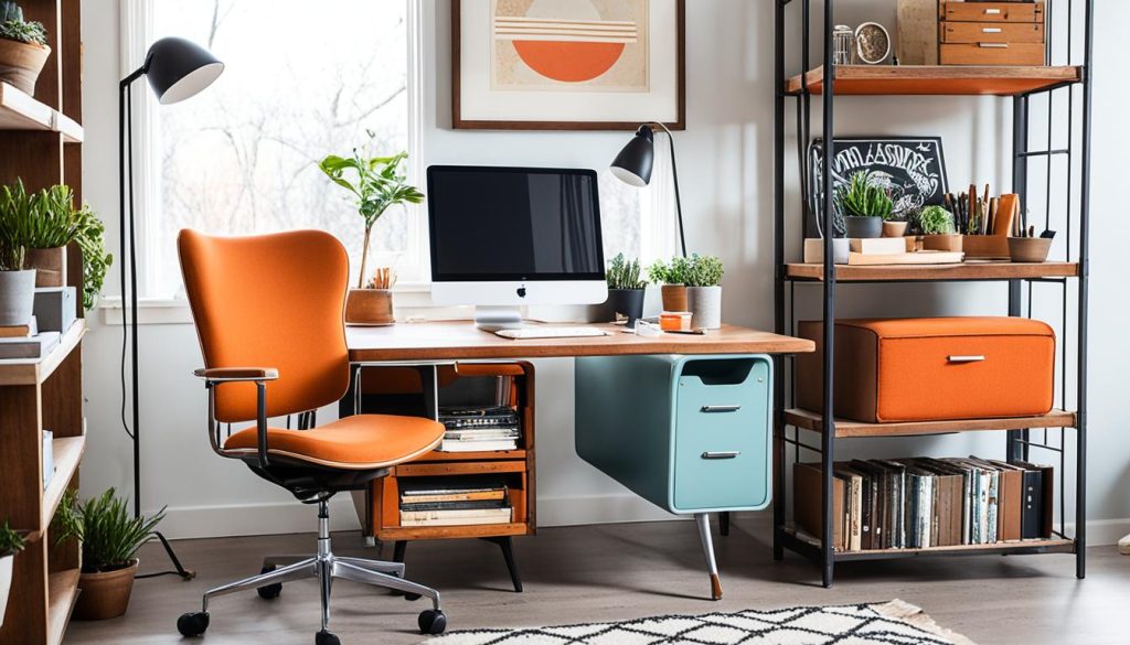 Mid-century modern furniture in a home office