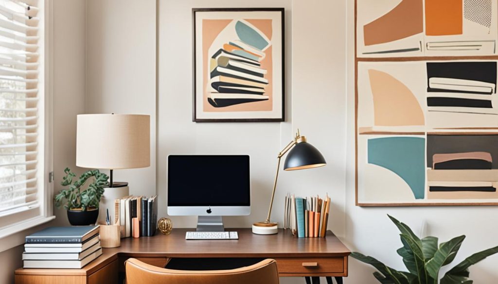 Mid-century modern study area