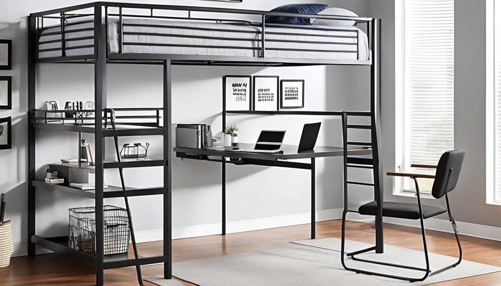 Modern loft bed with desk combo