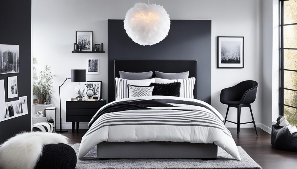 Monochrome interior design for teen bedrooms