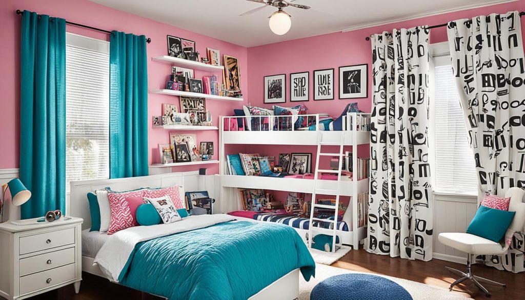 Music-themed bedroom layout