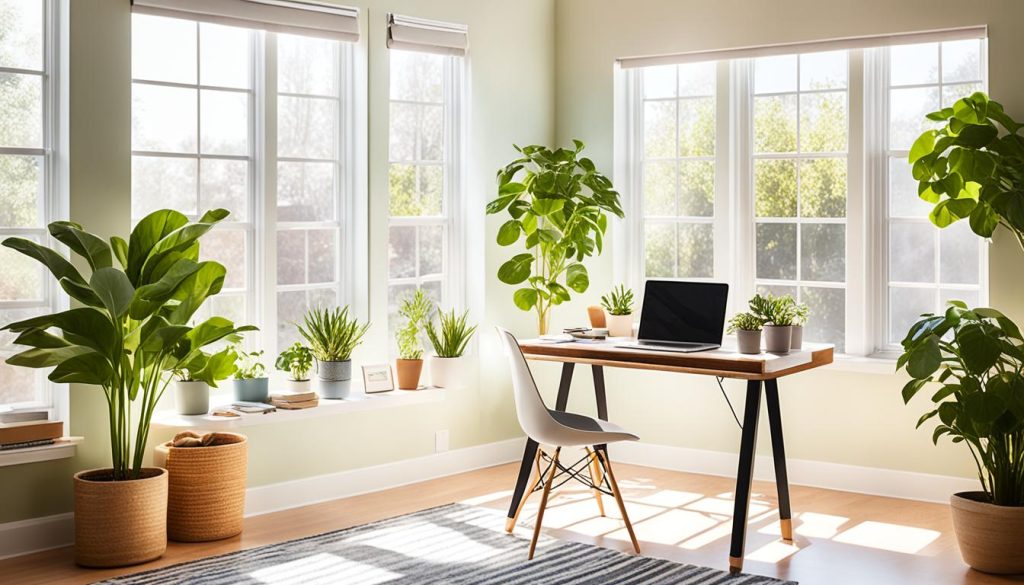 Natural lighting in home office setup