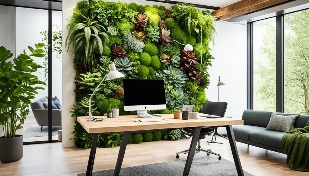 Nature-infused workspace with biophilic design elements