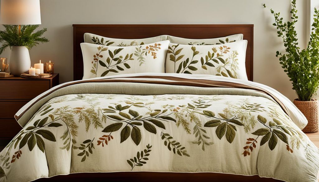 Nature-inspired bedding with earthy color palette