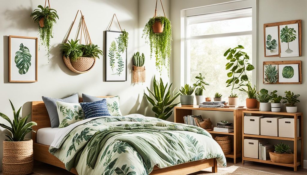 Nature-themed teen bedroom with plants