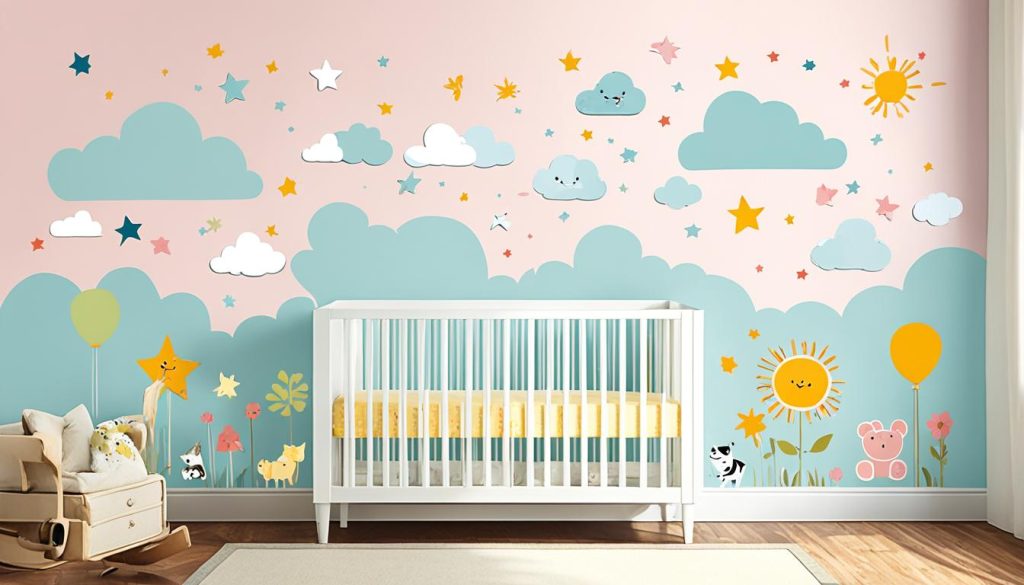 Nursery wall decals arrangement