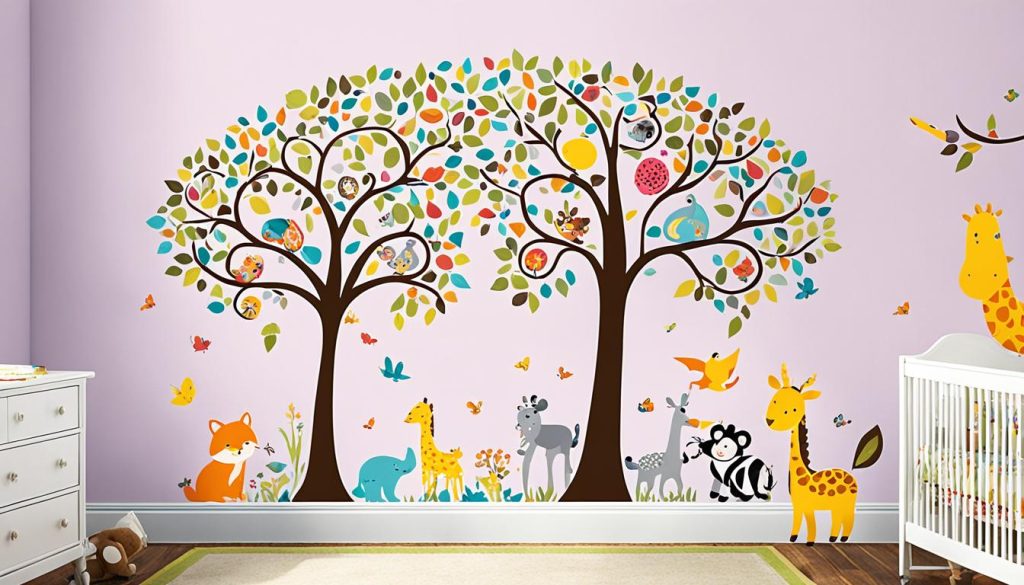 Nursery wall decor with removable decals