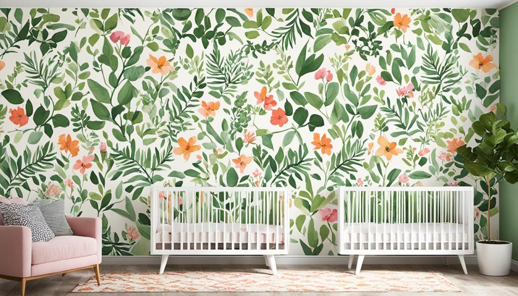 Nursery wallpaper patterns with botanical prints