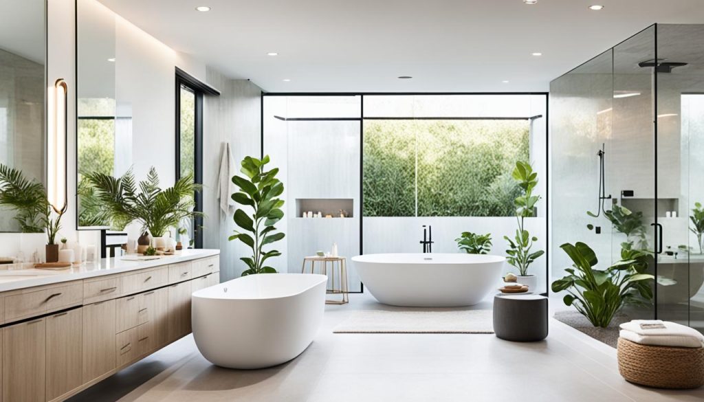 Open-concept bathroom layout