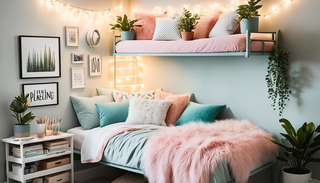 Painting and decorating loft bed for budget bedroom makeovers