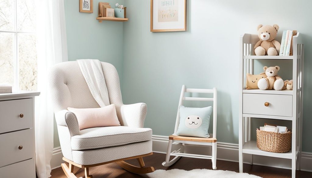 Rocking chair in cozy nursing corner