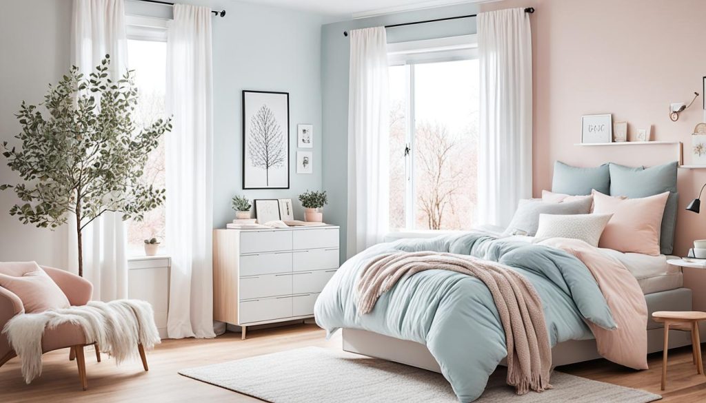 Scandinavian teen bedroom with texture and warmth