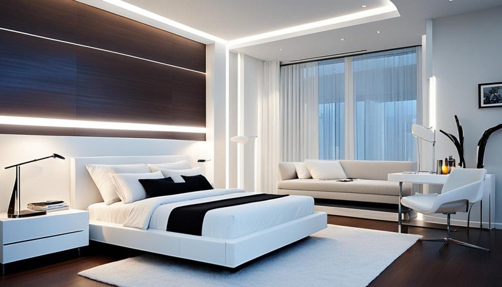 Smart bedroom with voice-controlled lighting