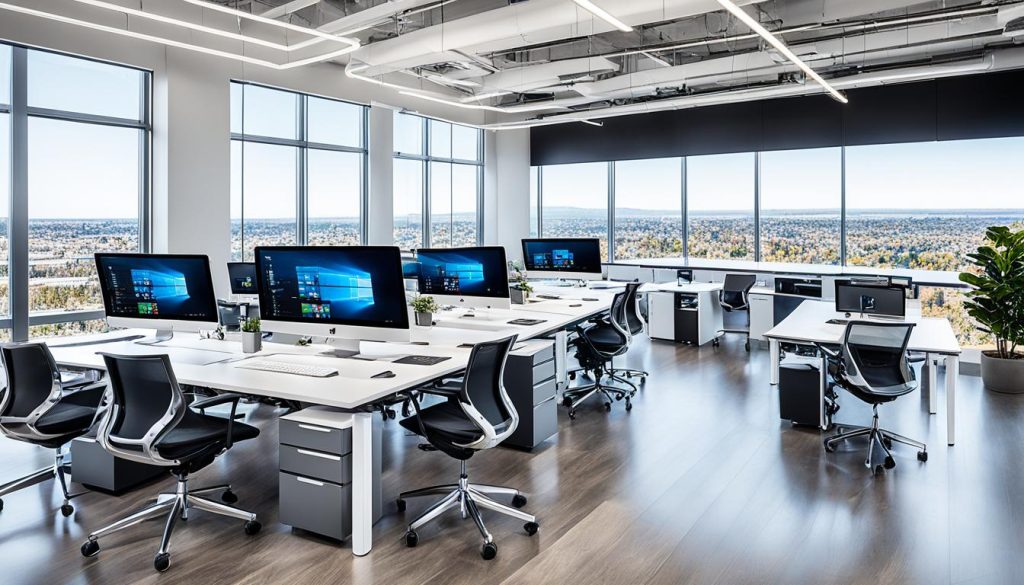 Smart desks in a tech-integrated office