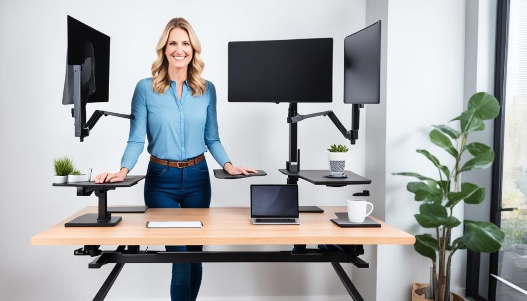 Standing desk converters