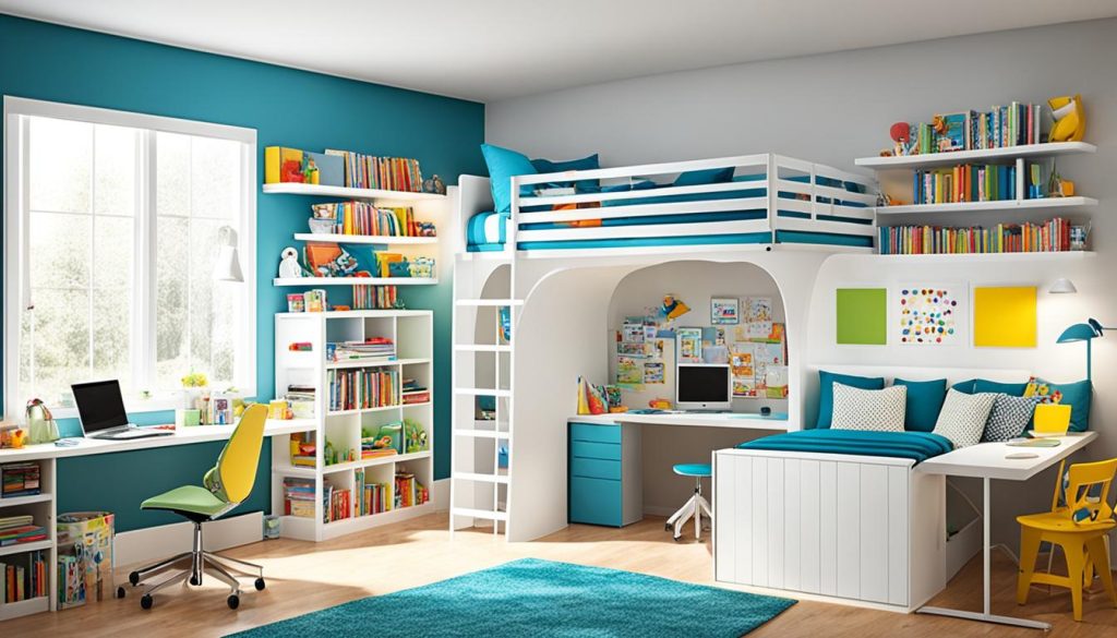 Study area with loft bed