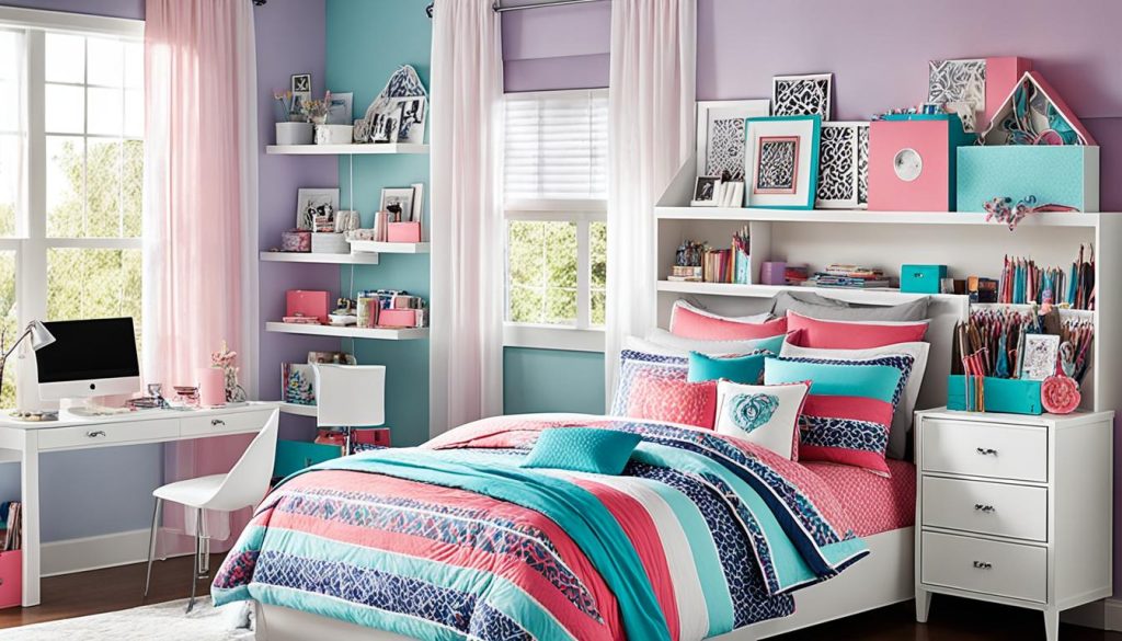 Stylish teen bedding sets and storage solutions