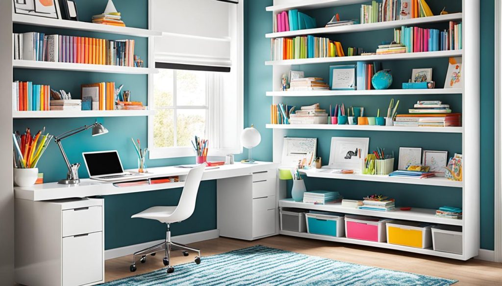 Stylish teen bedroom study area