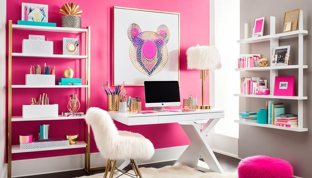 Stylish teen study area with glitzy accents