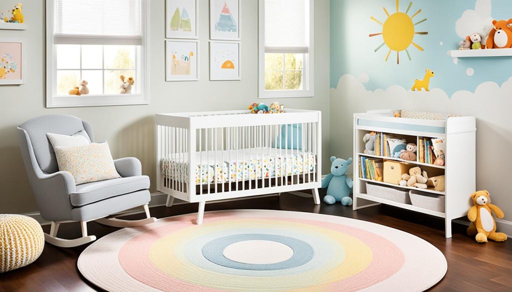 Synthetic fiber nursery rugs