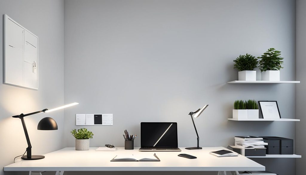 Task lighting in minimalist workstations