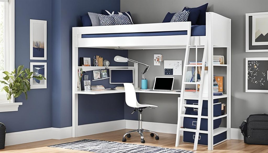 Teen loft bed with desk