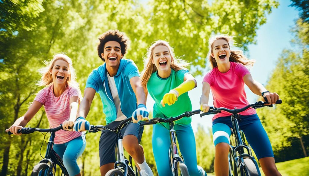 Teens enjoying outdoor activities in youth fitness gear