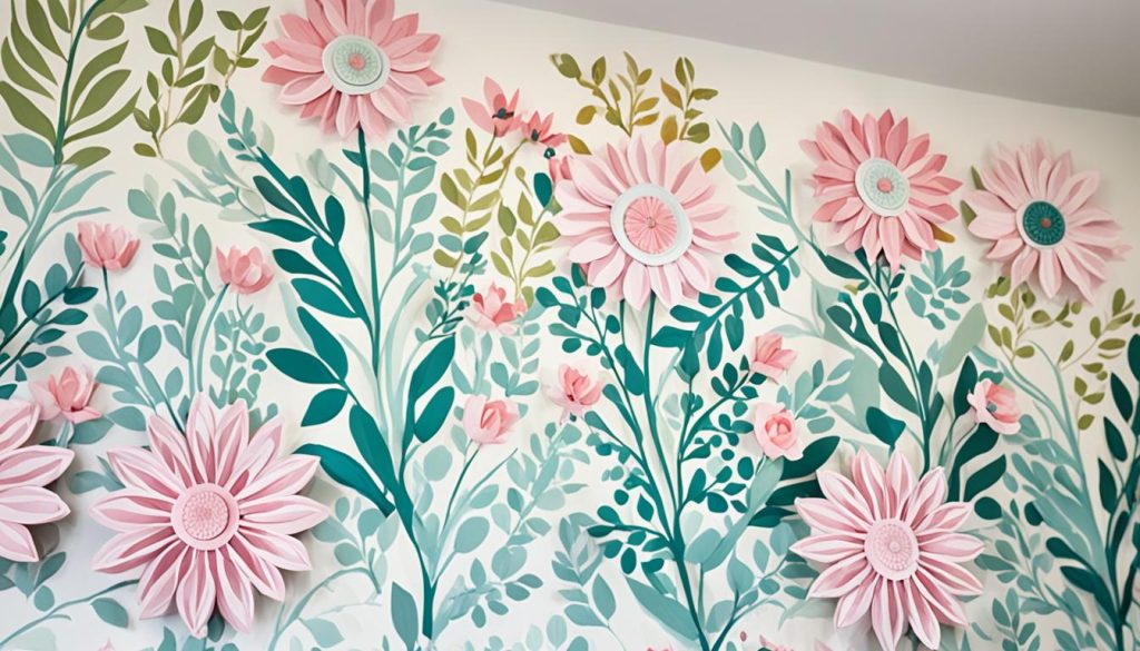 Textured wall mural in a girl's bedroom