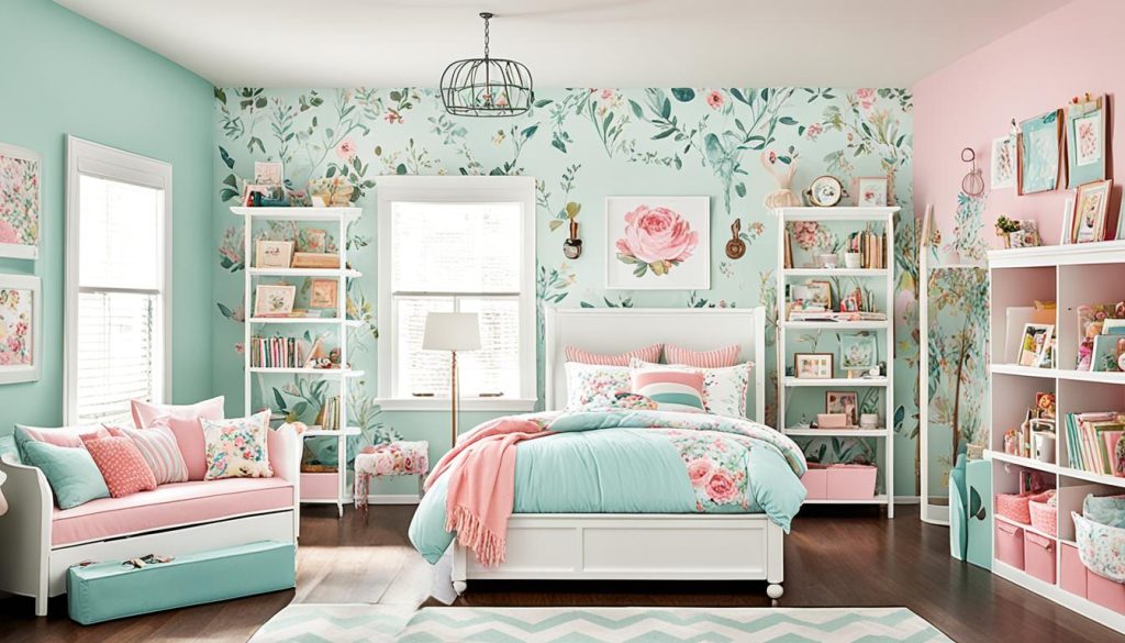 Themed areas in a girl's bedroom