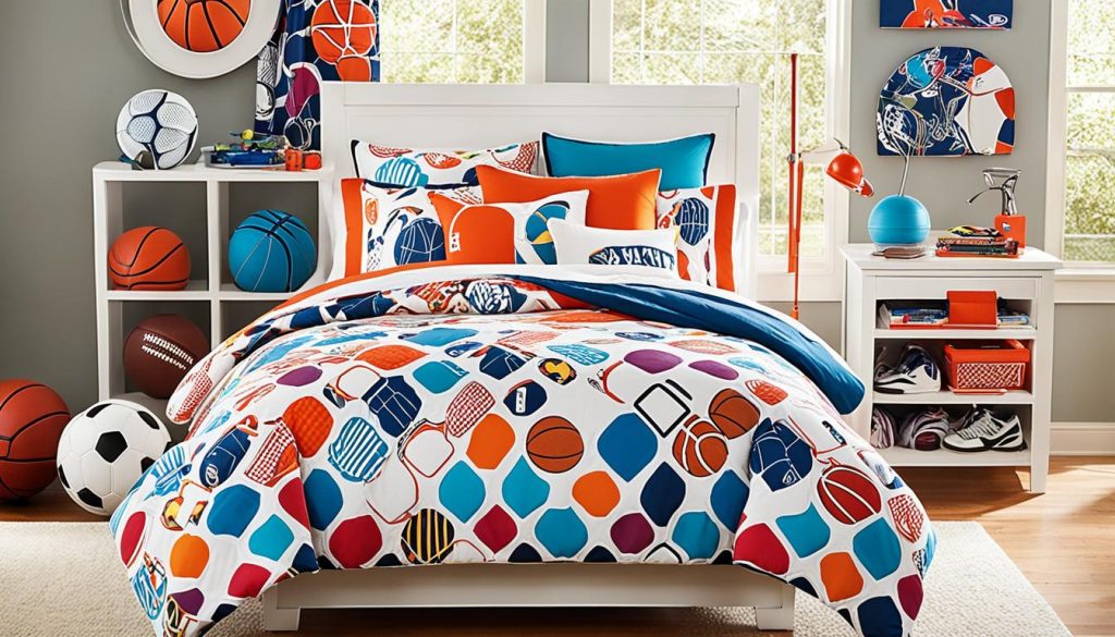 Themed bedding for athletic girl bedrooms