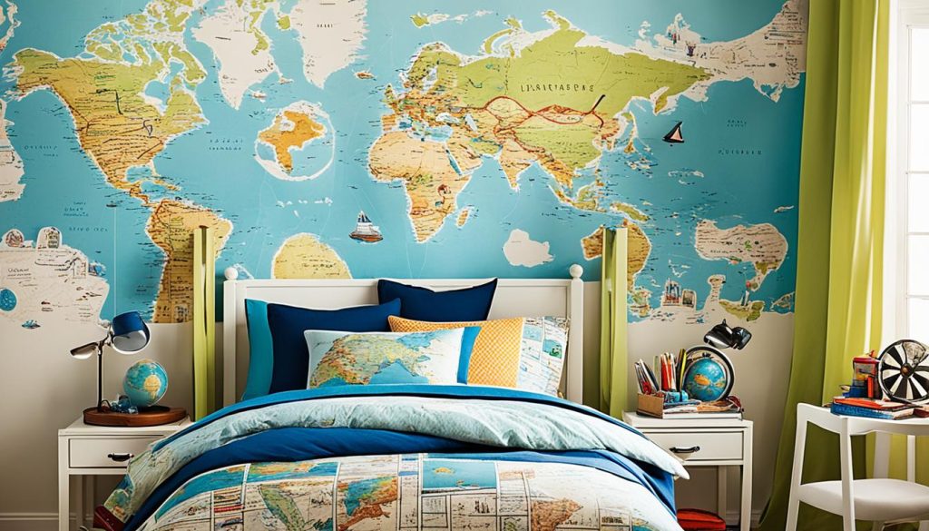 Travel-themed bedroom for young explorers