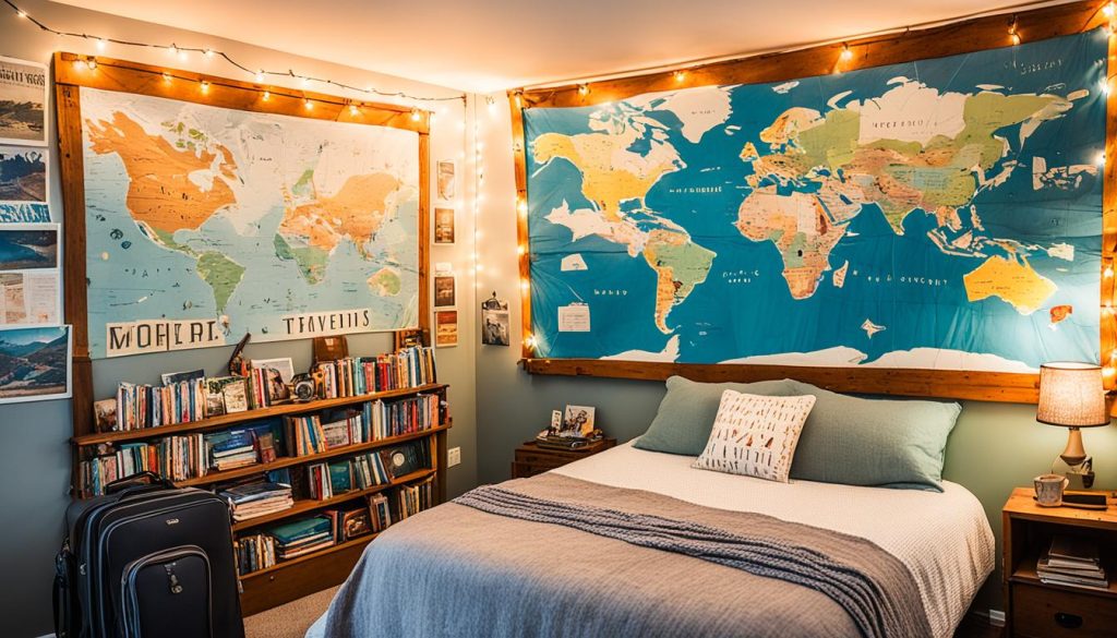 Travel-themed bedroom inspiring imagination