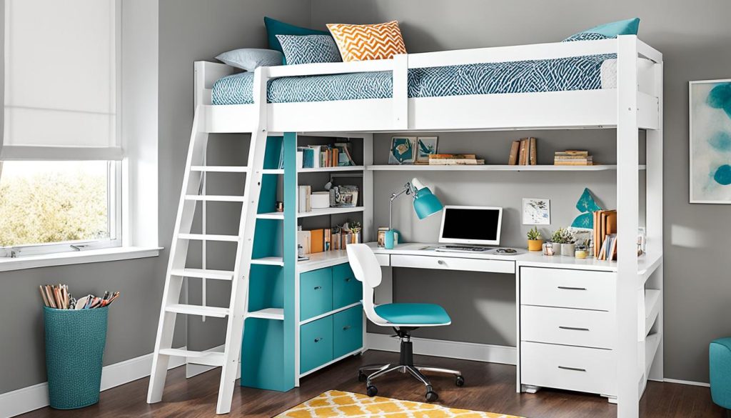 Twin loft bed with desk