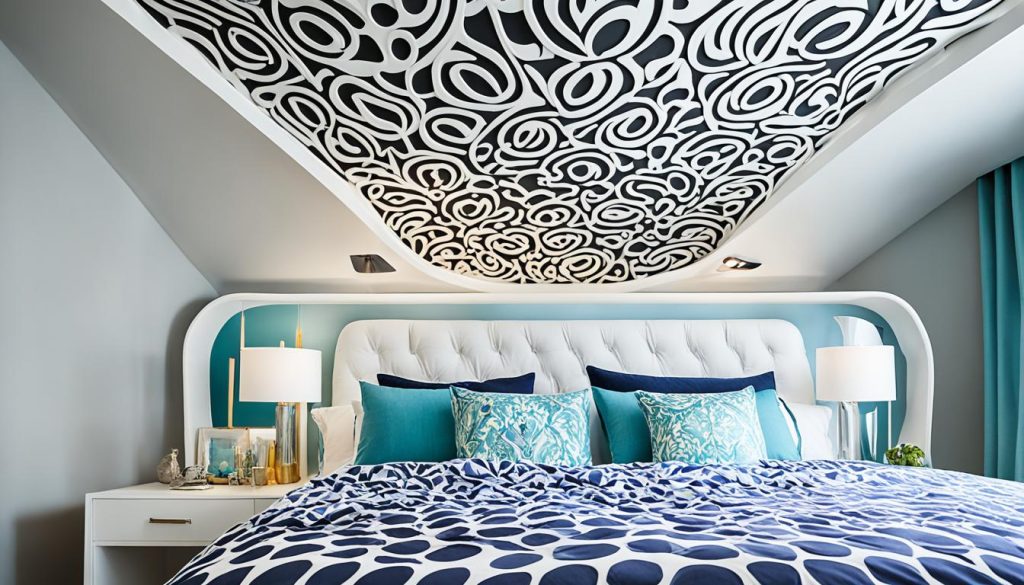 Unique ceiling ideas for teen rooms with sculptural headboards