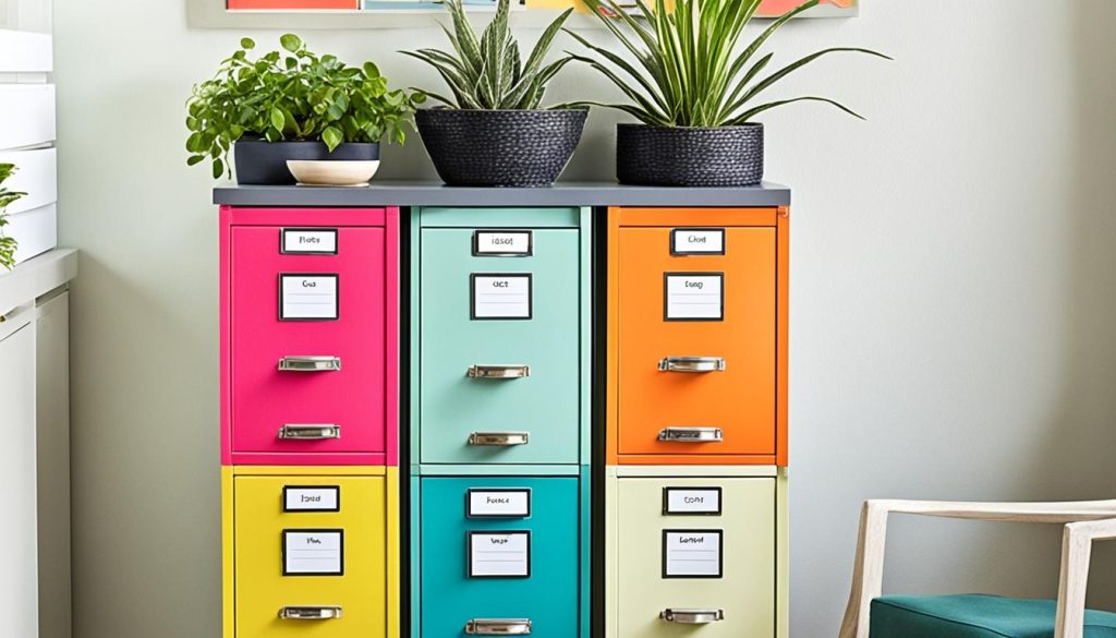 Upcycled filing cabinet storage solutions