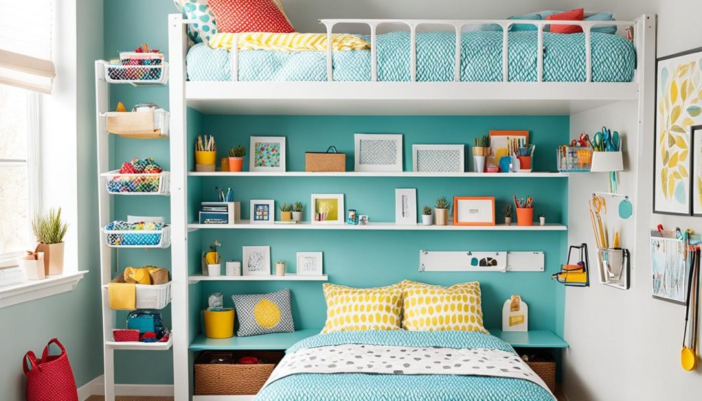 Vertical storage solutions for loft beds