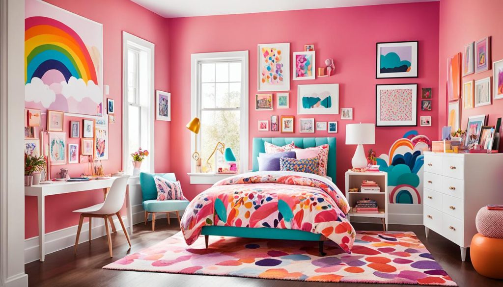 Vibrant color schemes in a girl's bedroom