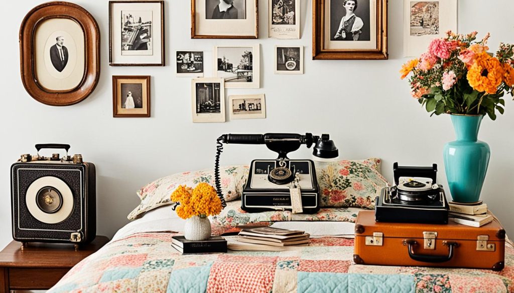 Vintage accessories in a retro-inspired girls bedroom