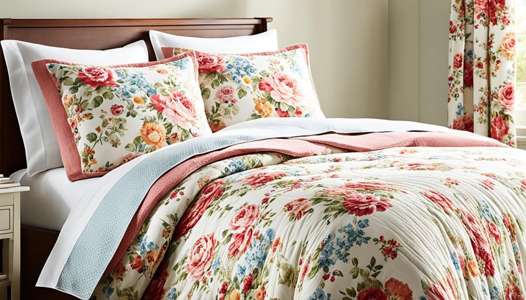 Vintage-inspired bedding with floral prints