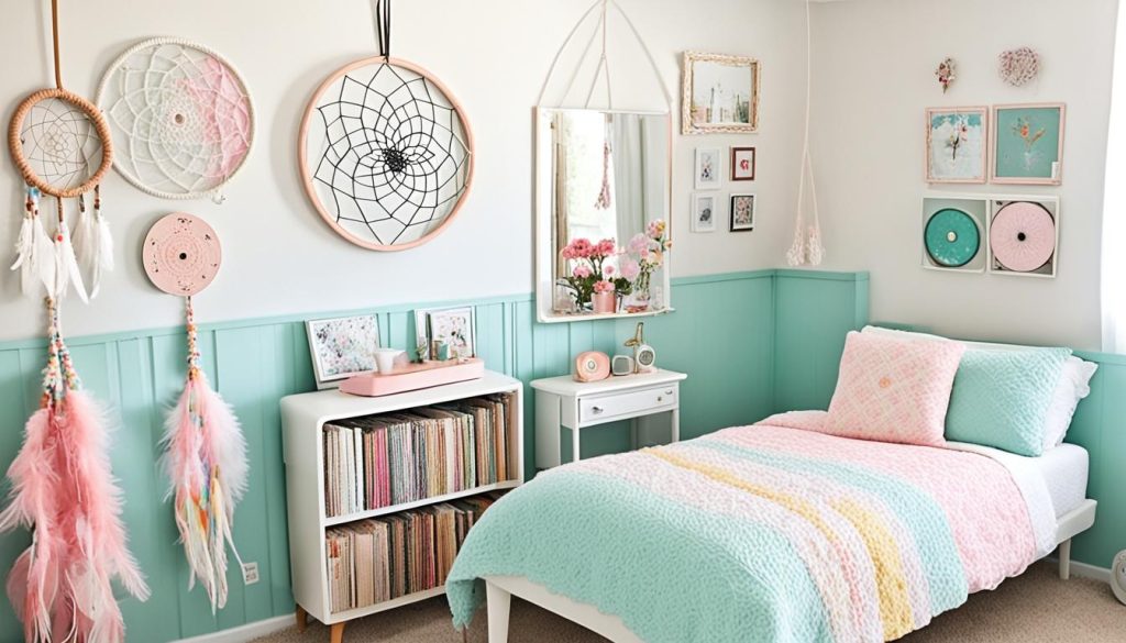 Vintage-inspired girls' room with pastel colors
