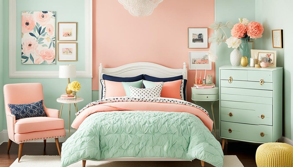 Vintage-inspired teen bedroom color palette