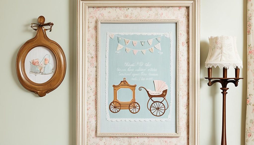 Vintage nursery elements framing entrance