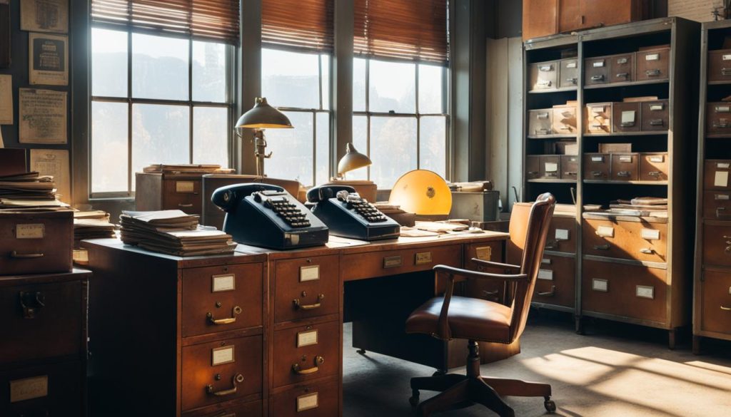 Vintage office furniture at antique store