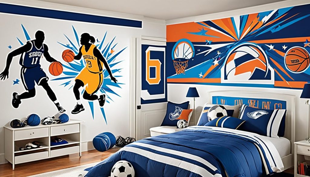 Wall decals for sporty bedroom themes