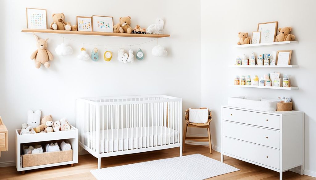 Wall-mounted nursery shelving