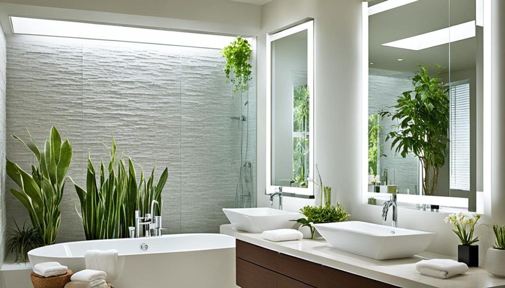 Windowless bathroom with daylighting solutions